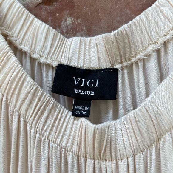 Vici Pompeii Maxi Tiered Dress Off Shoulder Cottage Core Peach Pink Ombré Medium - Picture 5 of 7